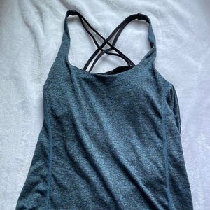 Blue athletic tank workout top
